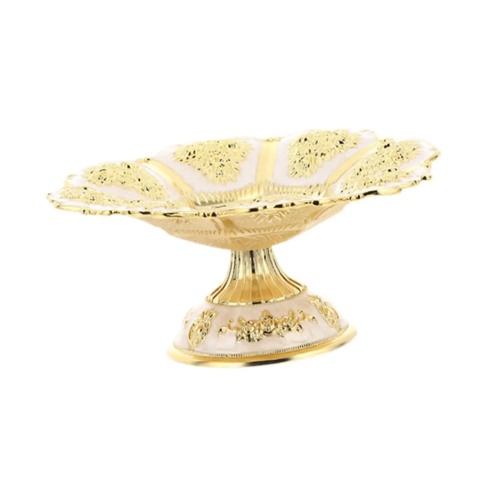 Decorative Pedestal Bowl Serving Bowl Tray Elegant Gold Embossed Fruit Bowl for Living Room Entrance Hall Counter KTV Kitchen