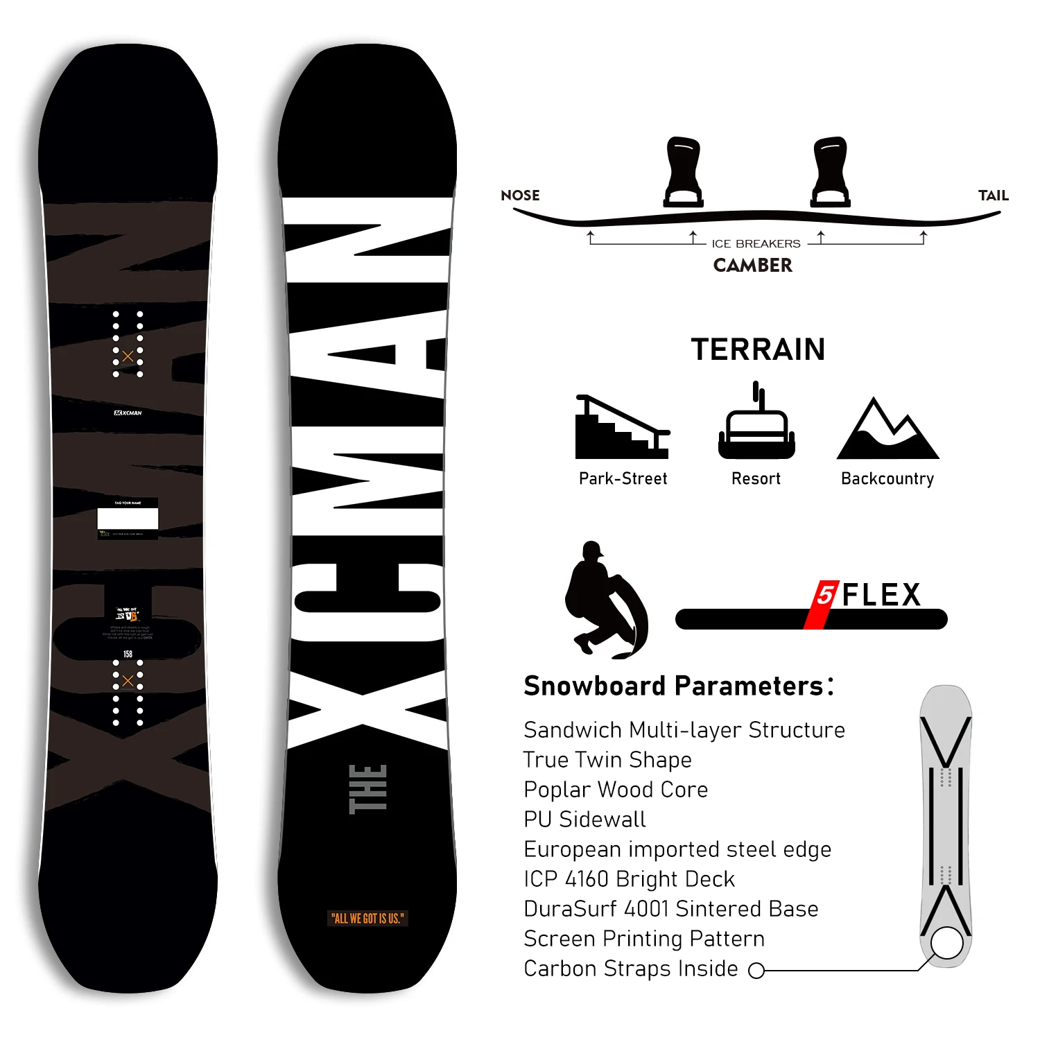 لوح الثلج XCMAN Freeride Camber للمبتدئين في جميع الجبال 2025 #6