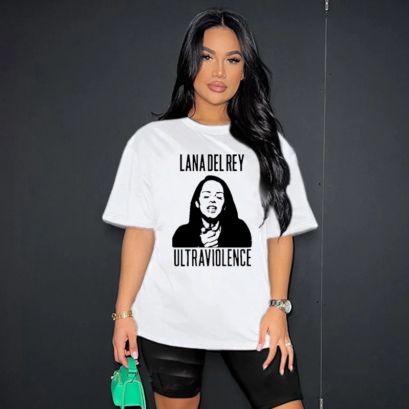 

Lana Del Gry Ultravidlence Summer Fashion Women T Shirts Cotton Goth Hip Hop Graphic Tee Harajukju Y2k T-shirt 90s Fans Gift