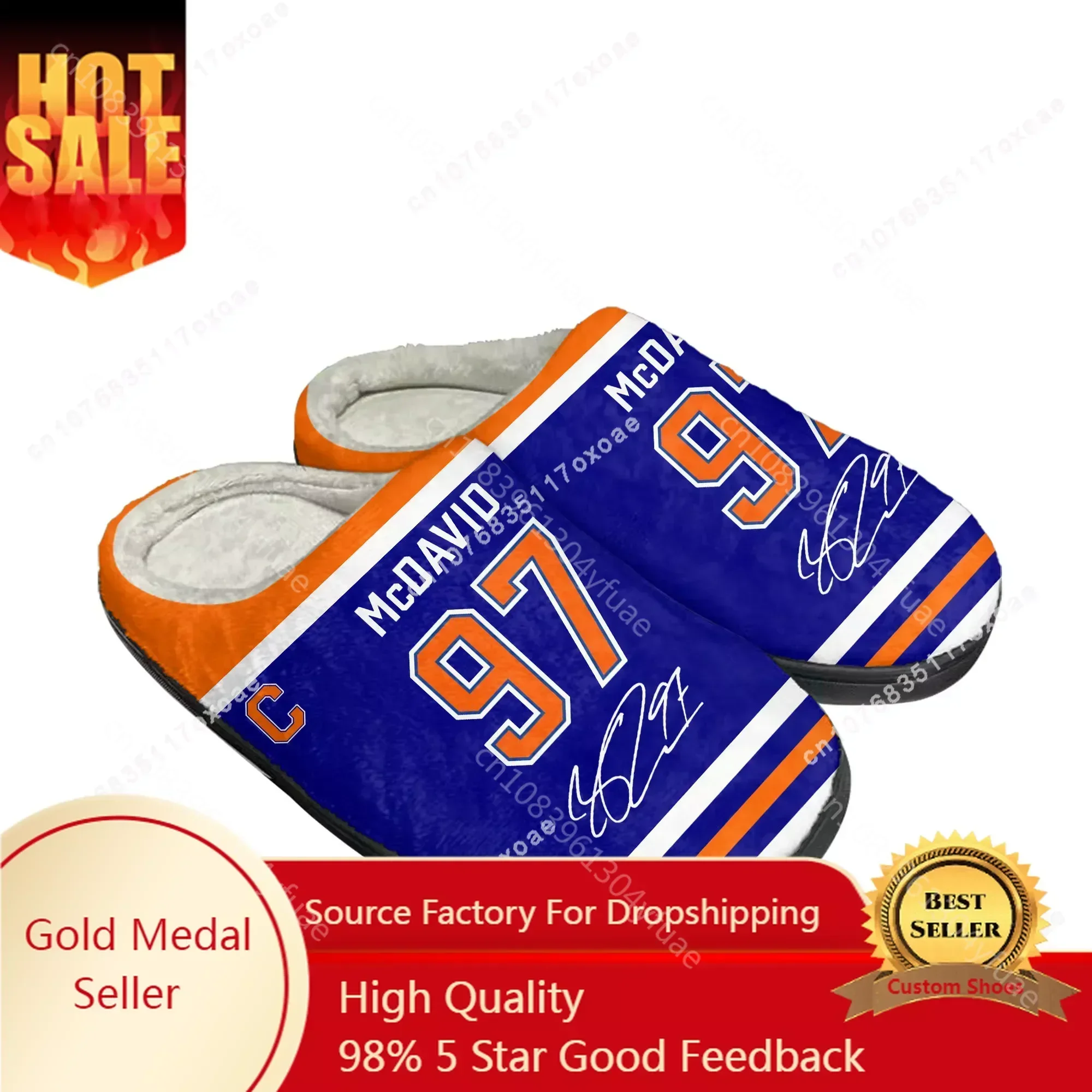 

Connor McDavid ice hockey NO 97 Home Cotton Slippers Mens Womens Plush Bedroom Keep Warm Shoes Thermal Slipper Custom Shoe