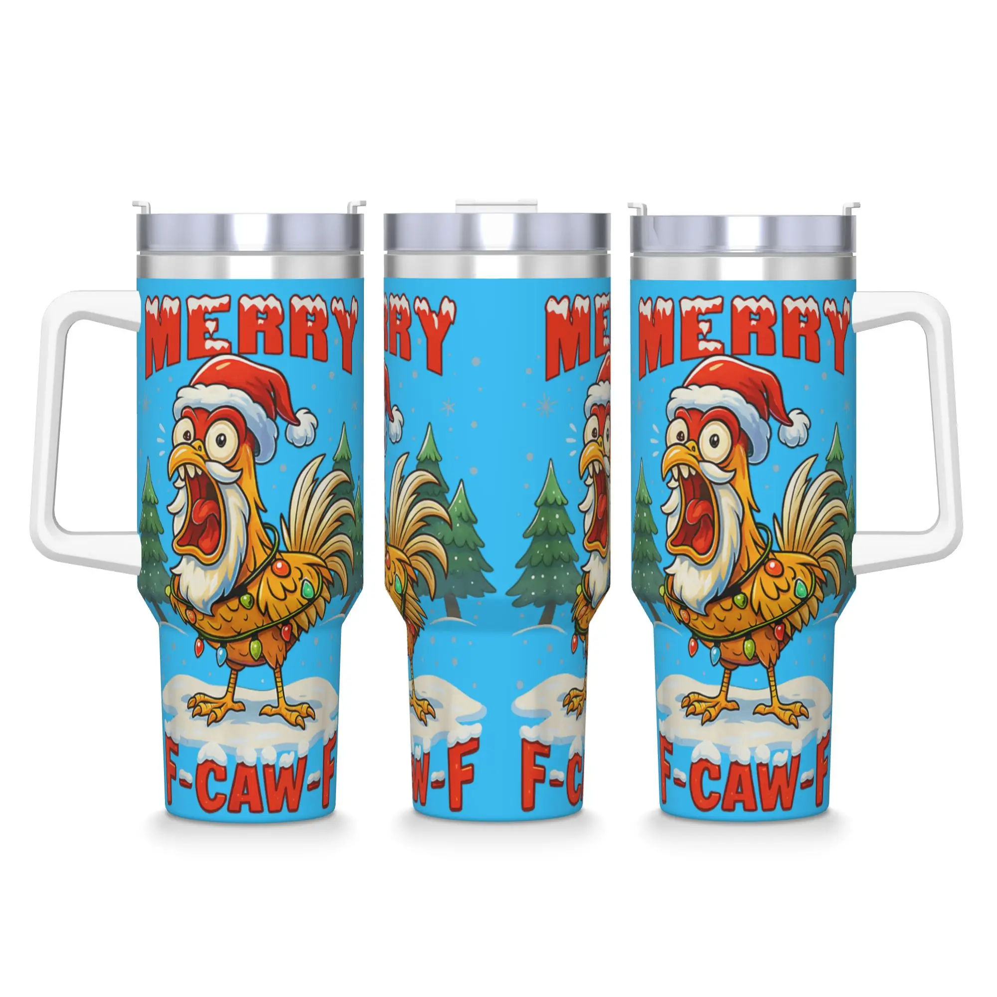 بهلوان من الفولاذ المقاوم للصدأ مرح F Caw F الدجاج عيد الميلاد مضحك الديك كوب حراري معزول المشروبات الساخنة أكواب كوب زجاجة السفر #1