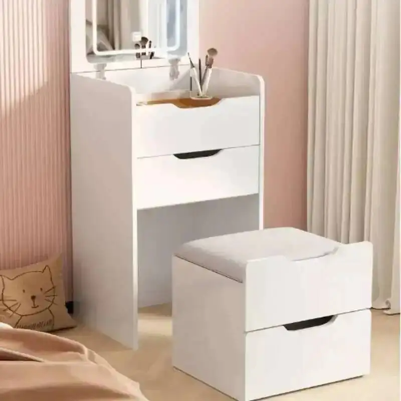 

Table, Storage Foldable Cabinet, Dressing Table, Makeup Bedroom, Small-sized Apartment, Integrated Seat and Stool, Bedside Table