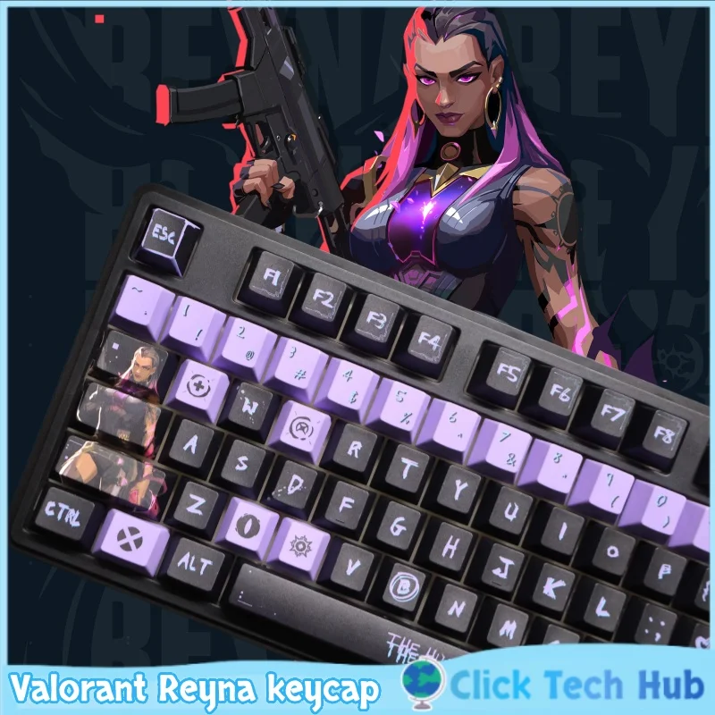 

Valorant Reyna Keycap 140 Keys Cherry Height Five Sides Sublimation Pbt Anime Game Peripheral Mechanical Keyboard Keycap