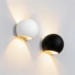 6W Outdoor Waterproof Wall Lamp Round Ball Up and Down Light Fixture Home Lighting Courtyard Light Garage Porch Light Decoration