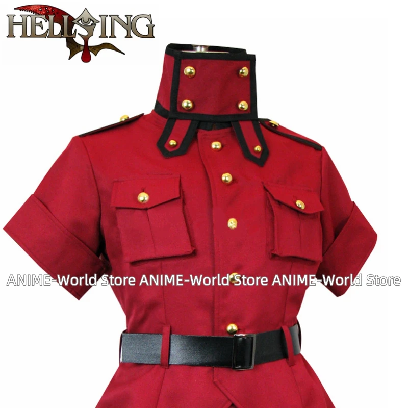 Anime Hellsing Herushingu Seras Victoria Red Cosplay Costume with gloves Custom Made Any Size