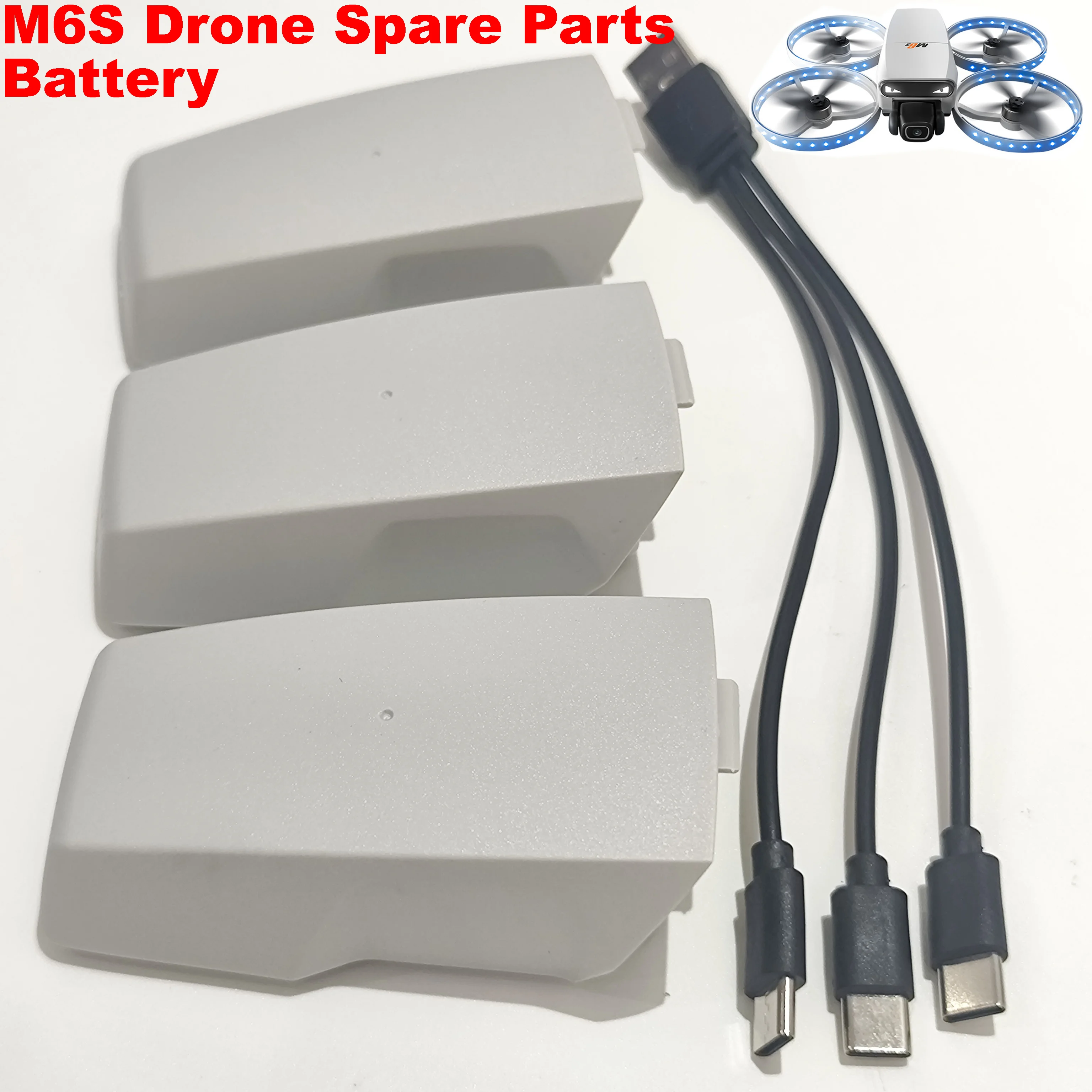M6S Foldable Drone Original 3.7V 1300mAh Li-ion Battery 3PCS With 3in1 Charging Wire Accessories Kit for M6s Brushless RC Drones