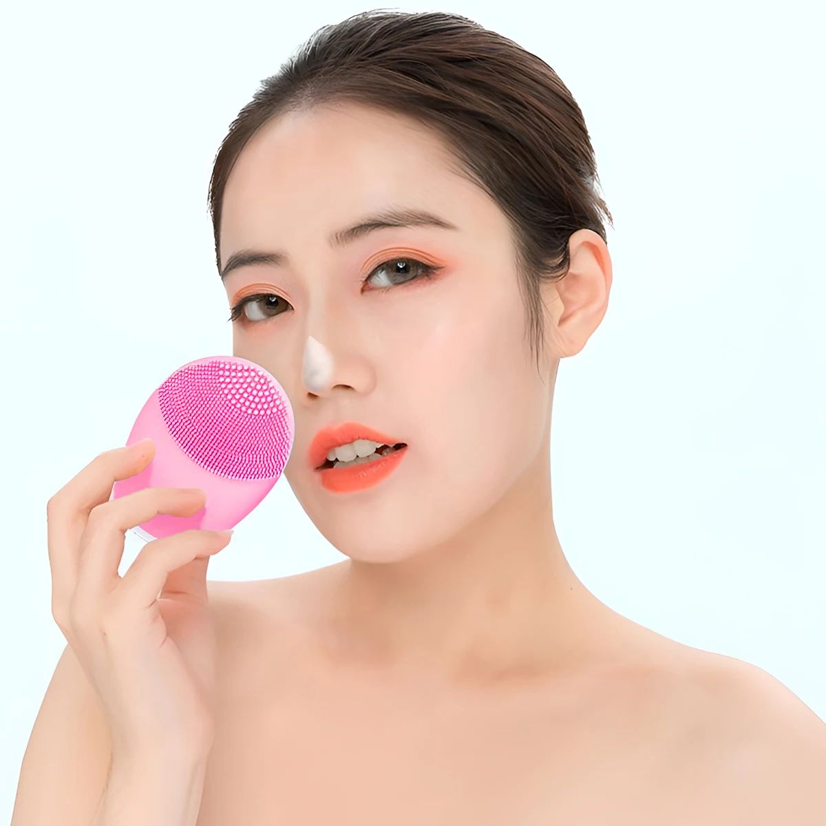 ไฟฟ้าซิลิโคนทําความสะอาดผิวหน้านวด Skincare เครื่องมือนวดความงามเครื่องทําความสะอาดรูขุมขนบนใบหน้าแปรงขนนุ่ม Exfoli