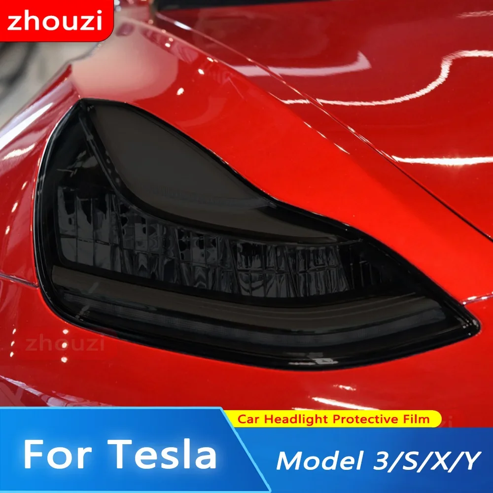 

2 шт. для Tesla Model 3 X Y S, оттенок автомобильных фар, дымчатая черная защитная пленка, защитная прозрачная наклейка из ТПУ 2015-2023 2022