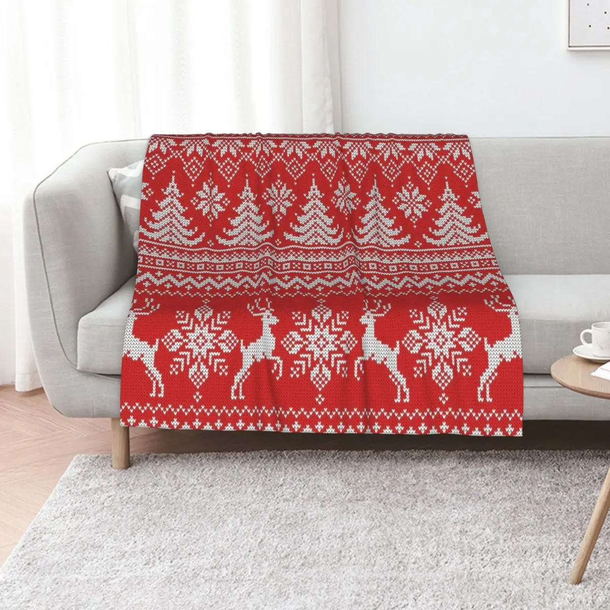 Red Christmas Knit Throw Blanket Luxury St Plaid on the sofa Vintage manga Soft Plush Plaid blankets ands Blankets
