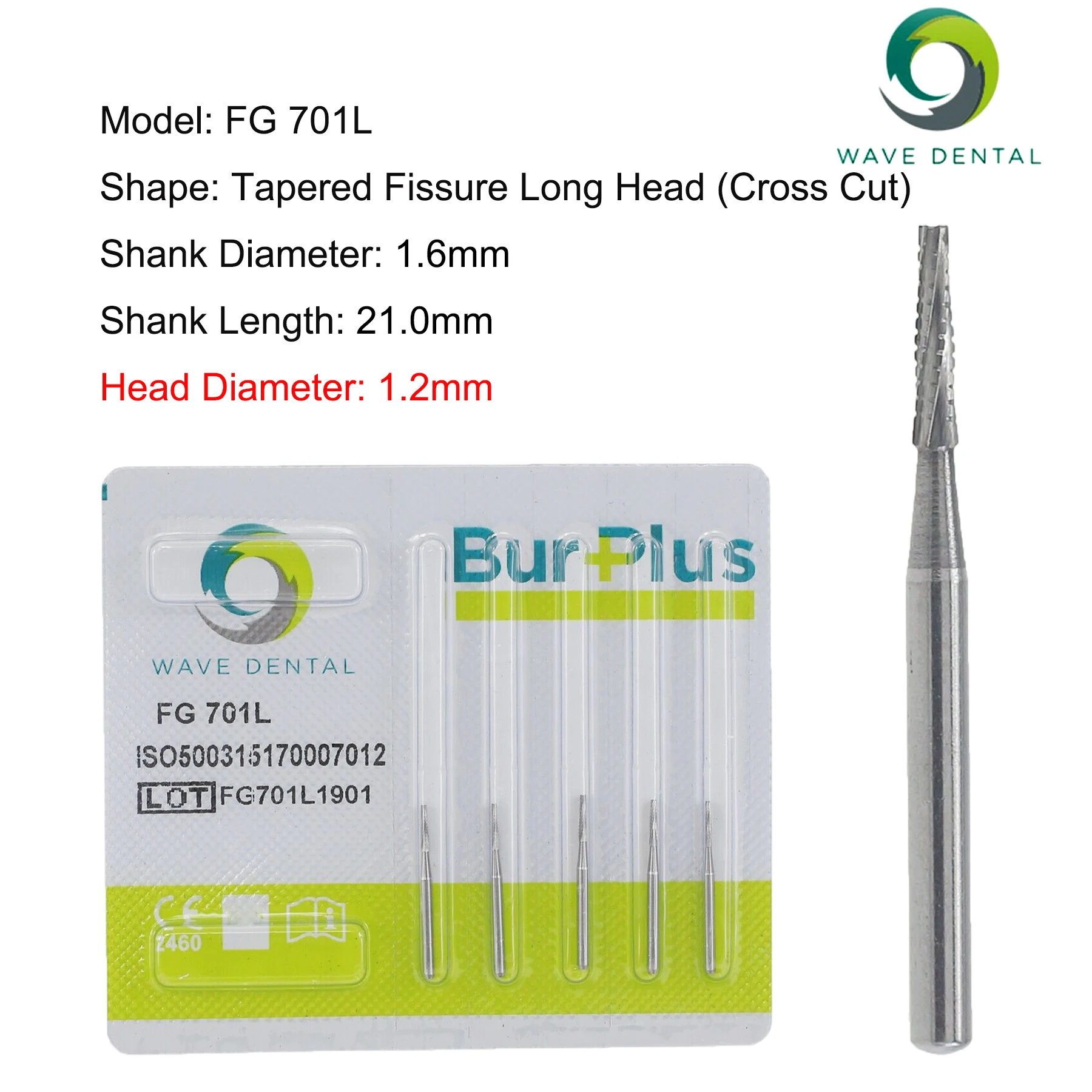 PRIMA WELLE Dental Burs Hartmetall Kegel Fissur Typ FG 701 701L 702 für Hohe Geschwindigkeit Handstück 5 Teile/paket