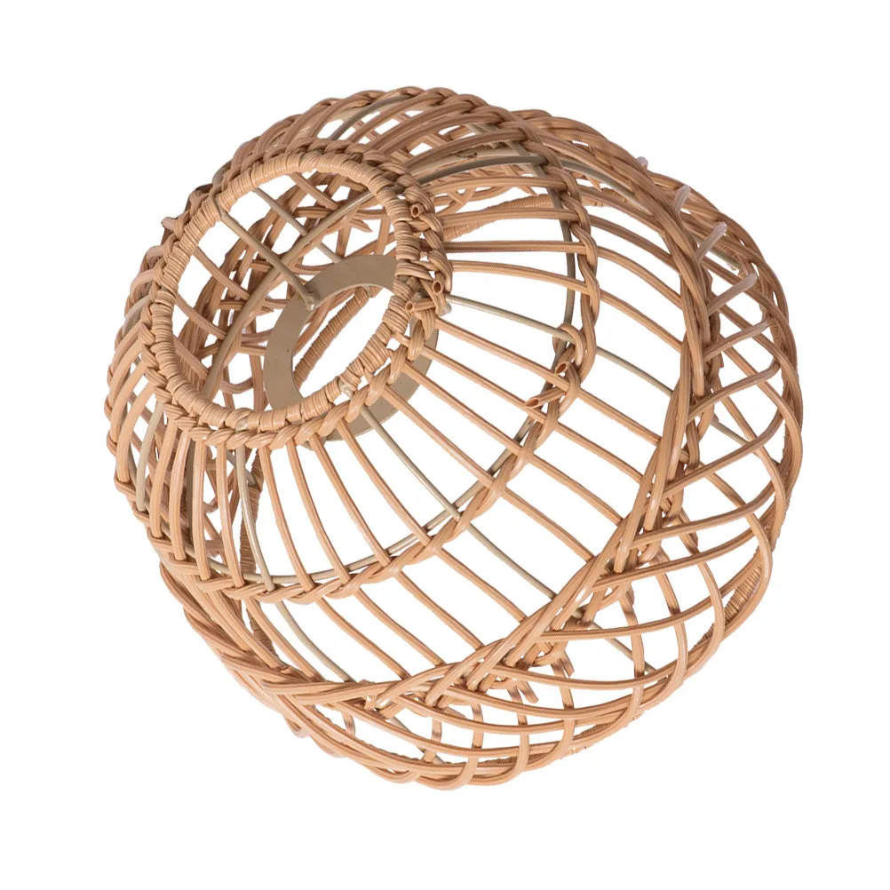Imitation Rattan Woven Lampshade Small Size Rustic Pendant Lamp Shade for Kitchen Bar Tea Room Ceiling Light Replacement
