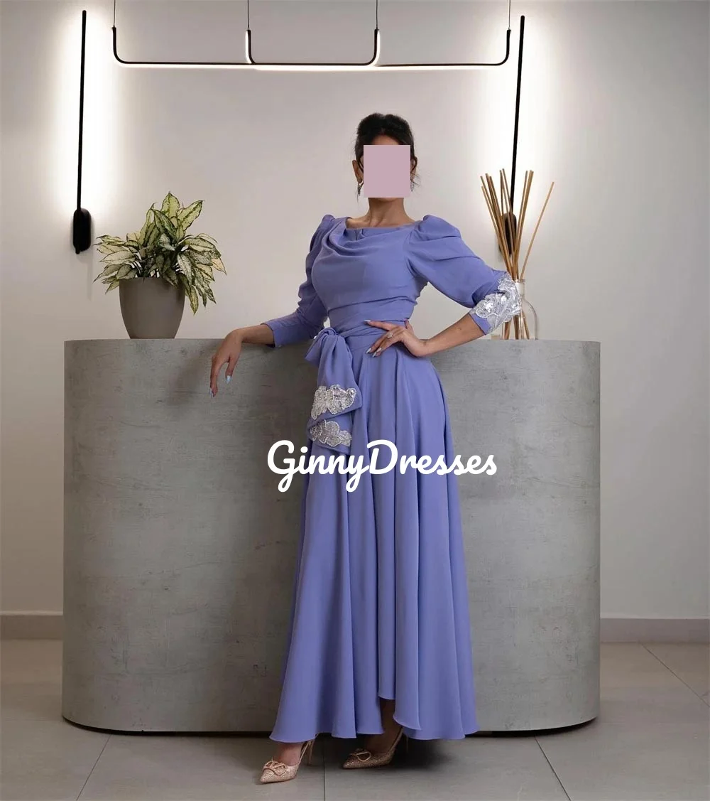 Hochzeits-Partykleid, individuell anpassbar, lange Ärmel, U-Ausschnitt, elegante Kleider für Frauen, A-Linie, Blumen, bodenlange Kleider für den Abschlussball