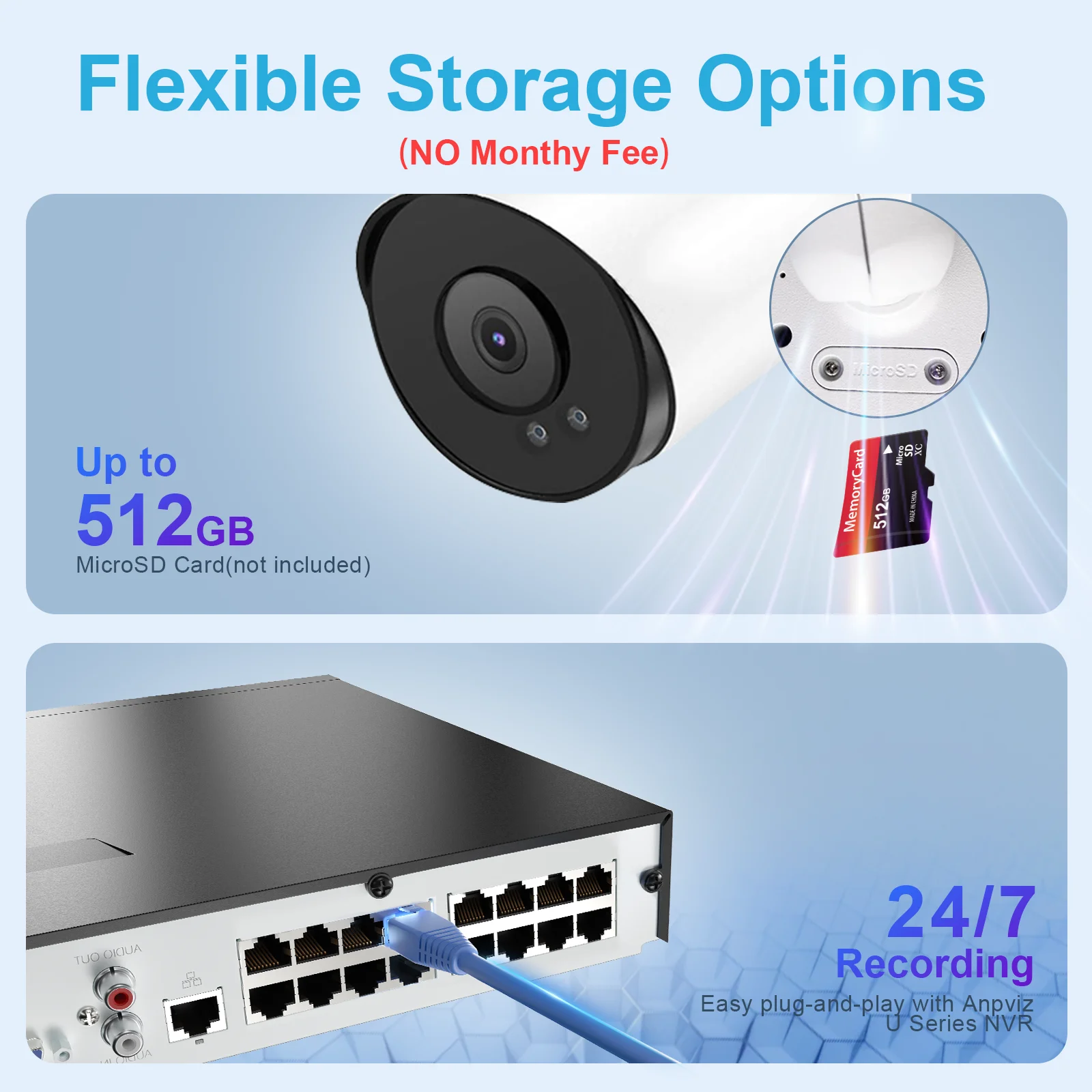 Anpviz 8MP POE IP Bullet Camera Outdoor 24/7 ColorVU 30m CCTV Video Surveillance IP66 SD Card H.265 Audio Motion Detection 2.0