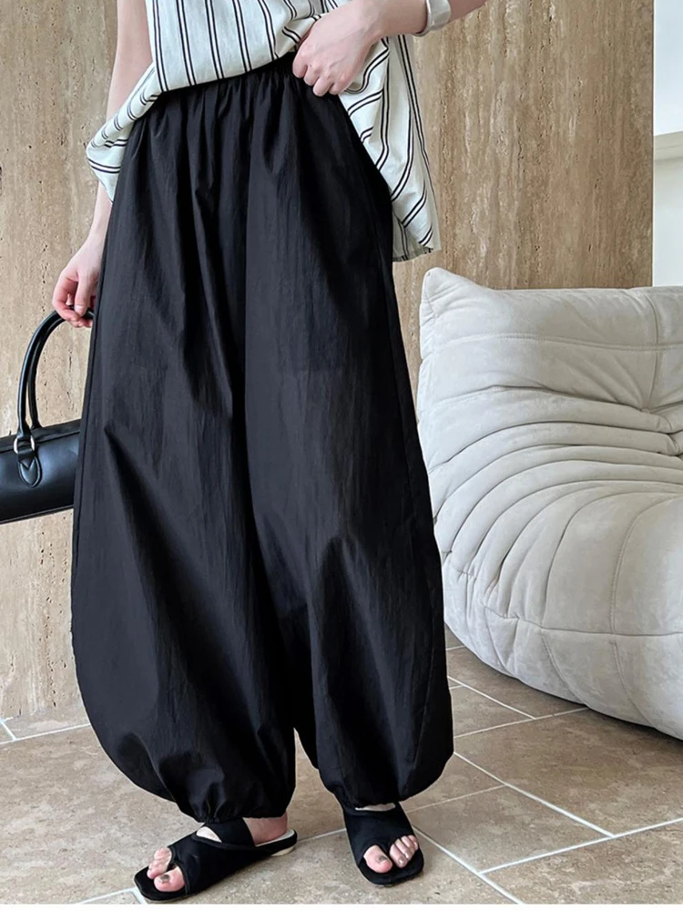 

FSMG New Fashion Loose Breathable Wide Leg Pants For Women Casual Solid Oversized Bloomers Lantern Pants Summer Daily Streetwear