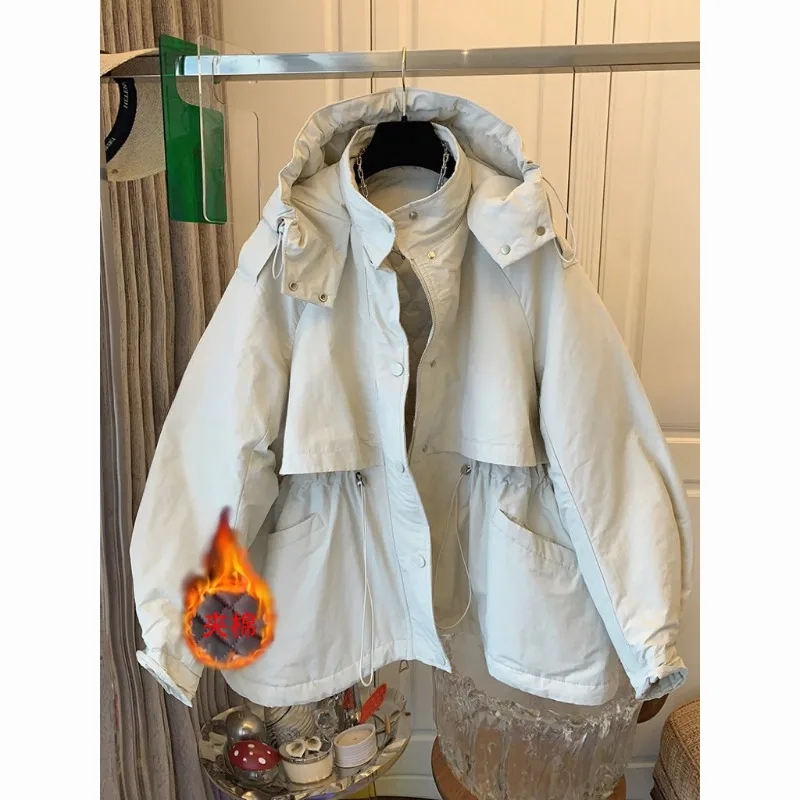 زائد حجم المرأة Jaet الخريف الشتاء موضة جديدة معطف مقنع فضفاض للسيدات E12413