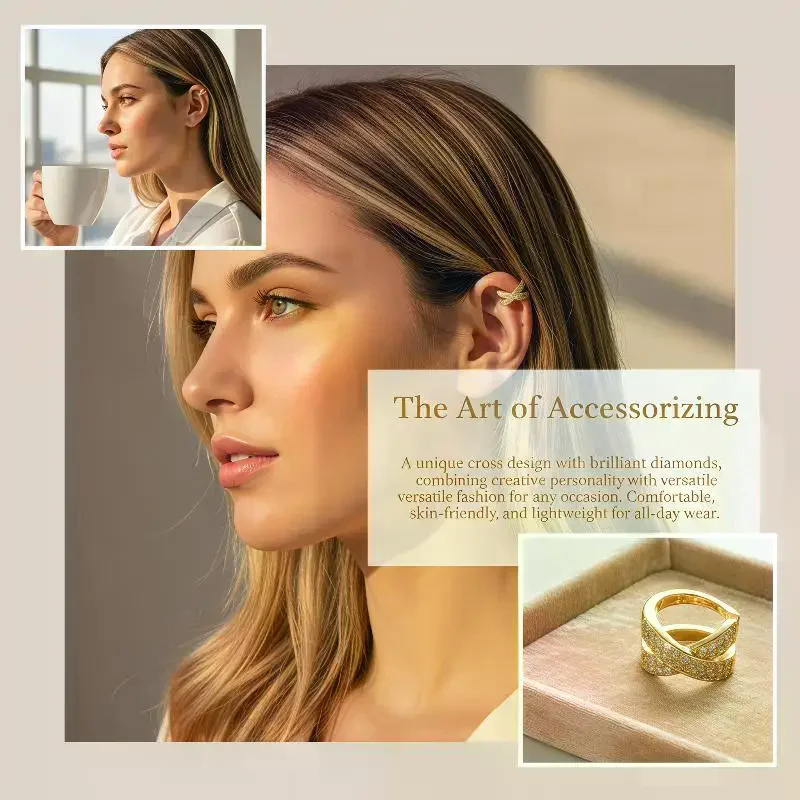 Men'S Minimalist Accessories - Klips na ucho w kształcie krzyża,