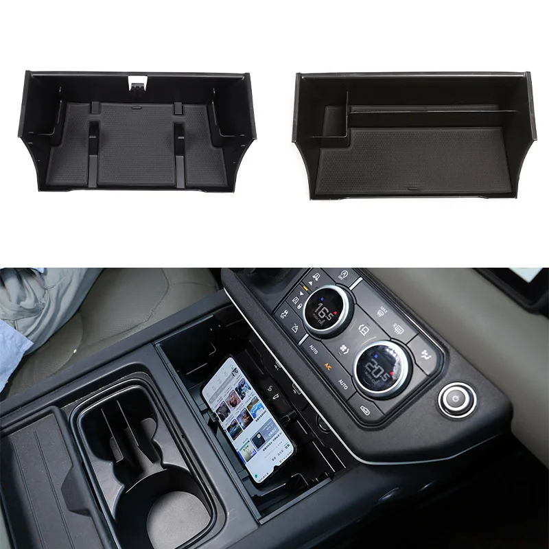 

For Land Rover Defender 90 110 130 2020-2025 Center Middle Console Organizer Tray Storage Armrest Secondary Car Box Accessories