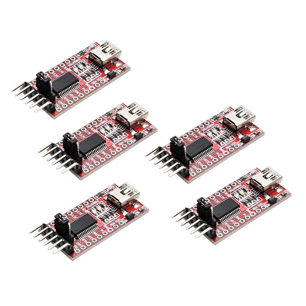 

FT232RL Module USB2.0 to Serial Port TTL Downloader Supports 3.3V 5V Suitable for Arduino STC Microcontroller, 5 Pack