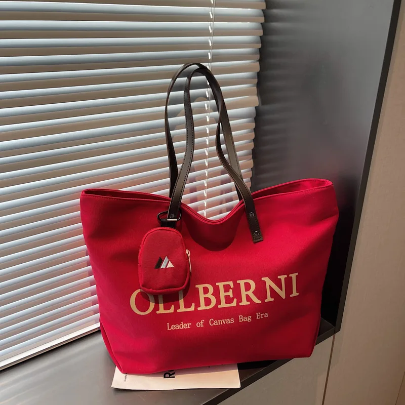 

Новая холщовая сумка-тоут с принтом, женская, большая вместимость, модная и универсальная, для поездок на работу, сумка через плечо, модная студенческая сумка для книг