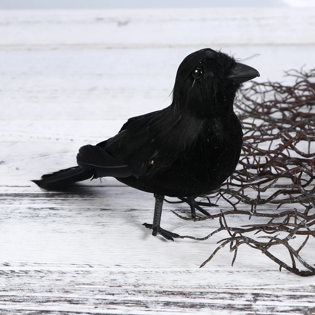 

2pcs Simulated Decoration Realistic Crow Bird Decor Bird Prop For Halloween Indoor Outdoor Garden Table Desk Decor