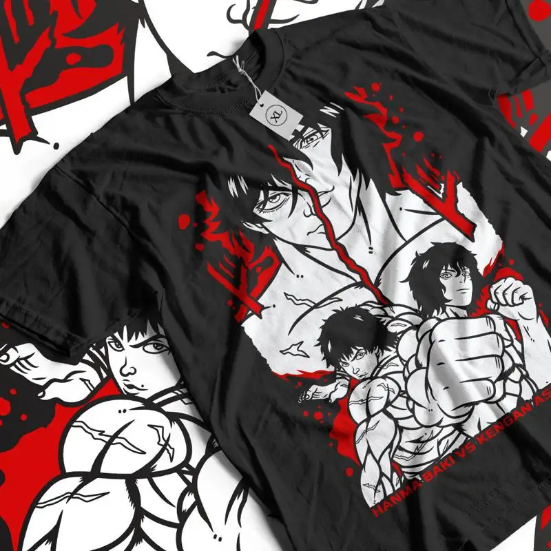 تي شيرت Baki vs Kengan Ashura تي شيرت فنون الدفاع عن النفس هدية قميص برسومات الرسوم المتحركة القتالية #1