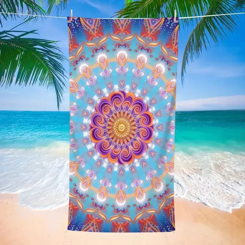 Bohemian Summer Beach Towel Oversized Quick Dry Sand-Free Beach Blanket Colorful Floral Print Soft Lightweight Travel Towel