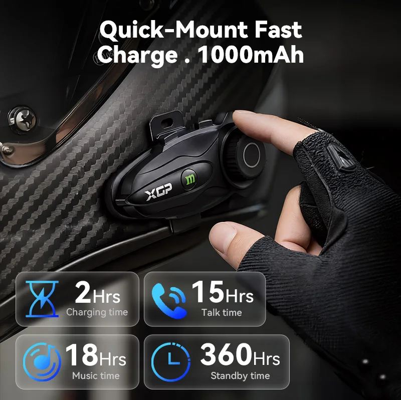 2025 XGP-X10 Bluetooth Motorcycle Intercom Wireless BT 5.3
