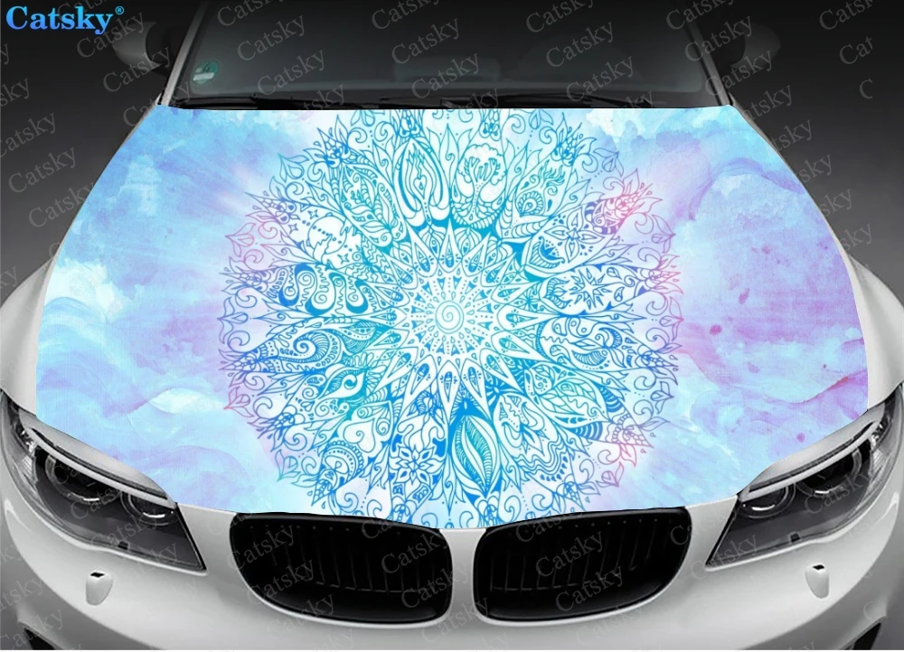 Flower Mandala Car Tail Trunk Protect Vinly Wrap Sticker Decal Wheel Auto Hood Decoration Engine Cover for SUV Off-road Pickup