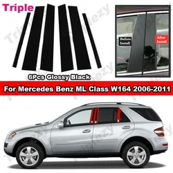 Chrome Carbon Black Car Door Window Center Middle Column BC Pillar Post Cover Mirror Effect Trim For Mercedes Benz ML Class W164