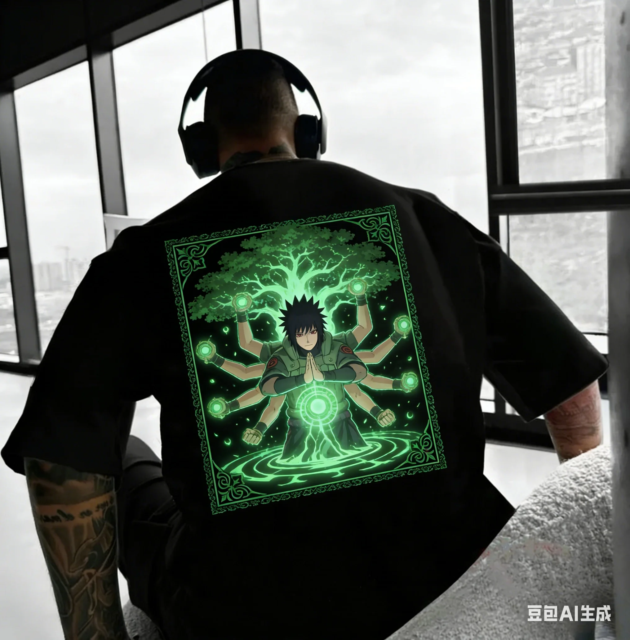 

Naruto Dark Style Short Sleeve Uchiha Itachi Mangekyo Sharingan High Street 2026 New T-Shirt