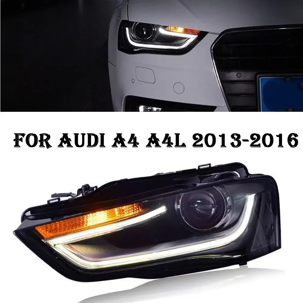

Автомобильные фары для Audi A4 B8 светодиодные фары 2013 2015 2014 2016, фары A4L DRL, указатель поворота, дальний свет, линза проектора ангельского глаза