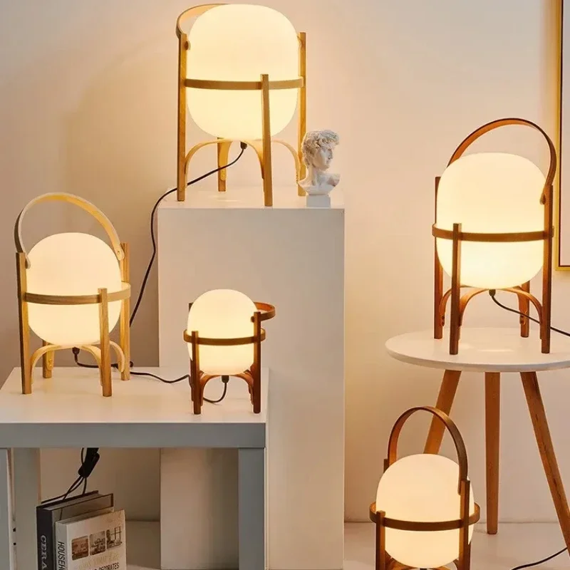 

Wood Glass Table Lamp Japanese Natural Modern Decorative Led Standing Lamp Bedroom Living Room Bedside Study Tabletop Lighting