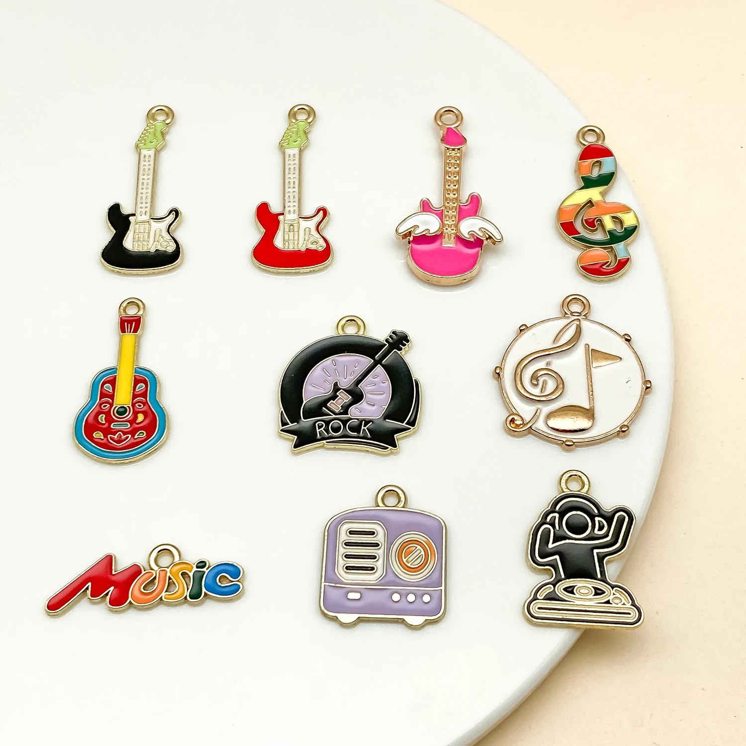 10/20pcs Alloy Drip Oil Music Series Charms Pendants, DIY Je