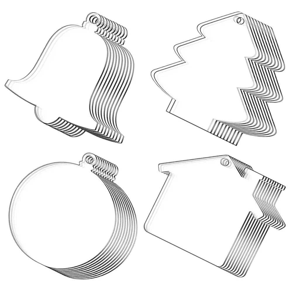 

40 Sets Christmas Tree Decor 10pcs Round House Transparent Acrylic Pendants Craft Supplies Party Favors Xmas