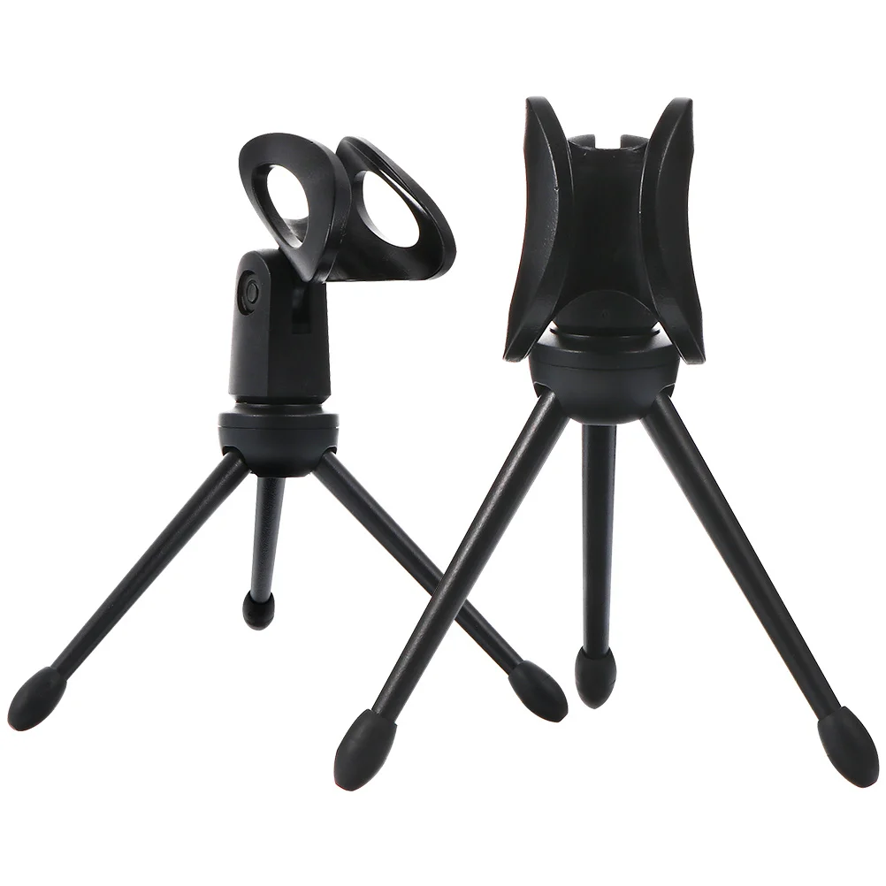 

2pcs Mini Foldable Microphone Tripod Stand Plastic Desktop Mic Holder For Podcasting Video Chat Mic Bracket