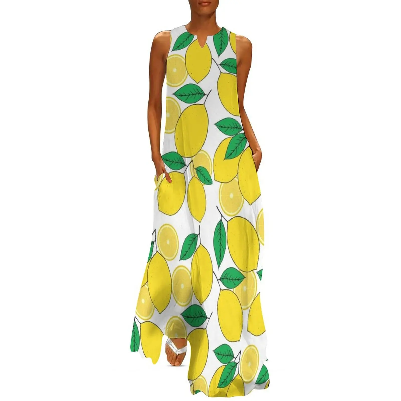 Lemon Print Long Dress summer dresses women 2024 Dresses gala