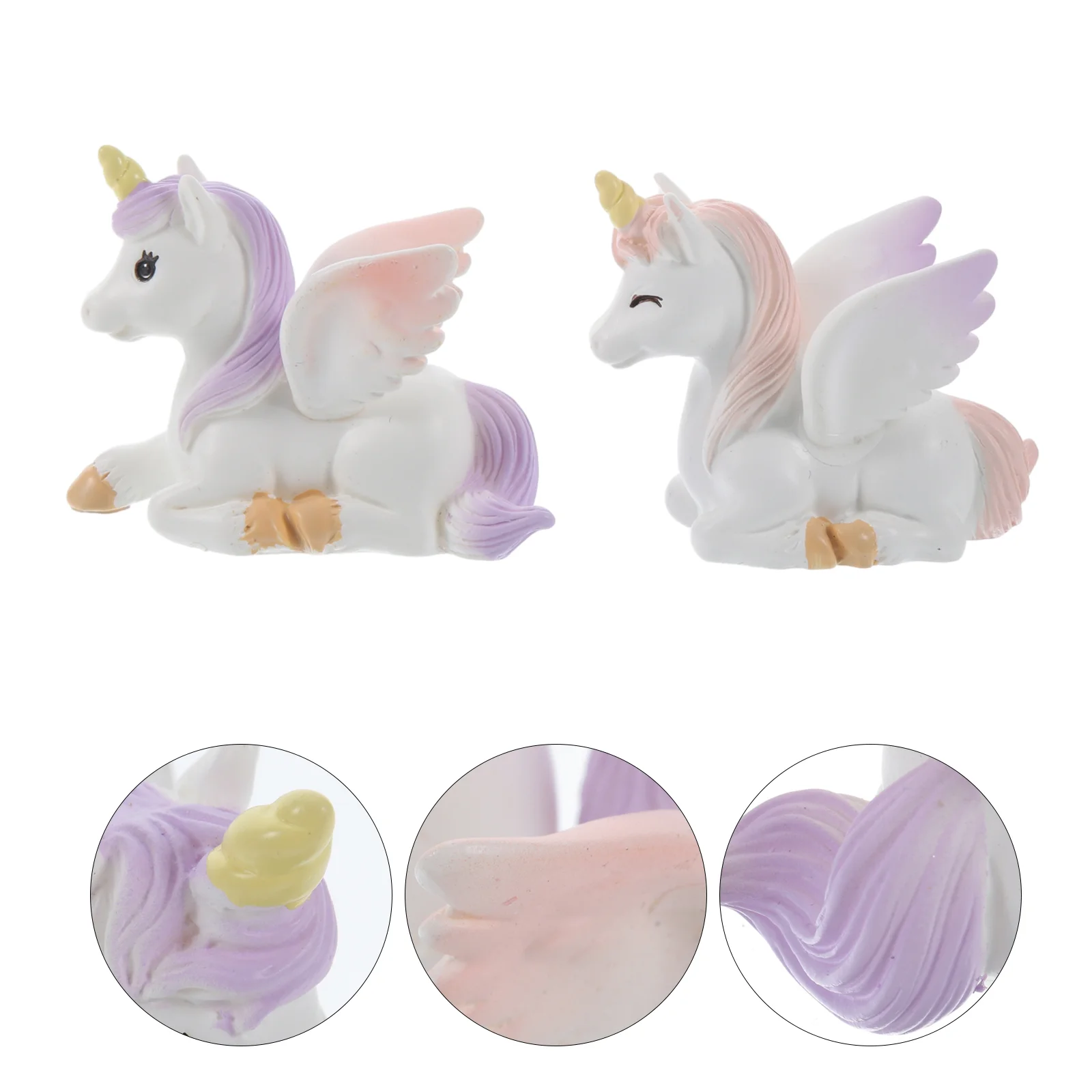 2 Pcs Mini Animal Figurines Unicorn Miniature Micro Landscape Decoration Statue Shape