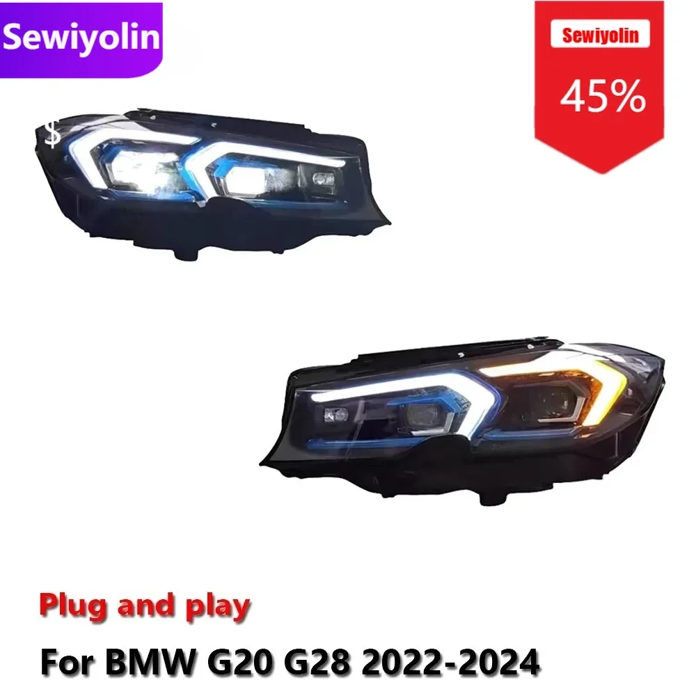 

Автомобильные светодиодные фары DRL в сборе для BMW G20 G28 2022-2024 Авто противотуманные фары DRL тормозного указателя поворота Plug and Play