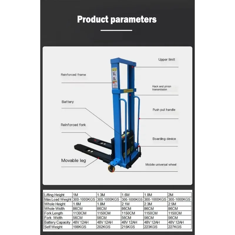 1 Ton Electric Truck-Mounted Forklift, Automatic Portable Self-Lifting Cargo Loader for Van Freight