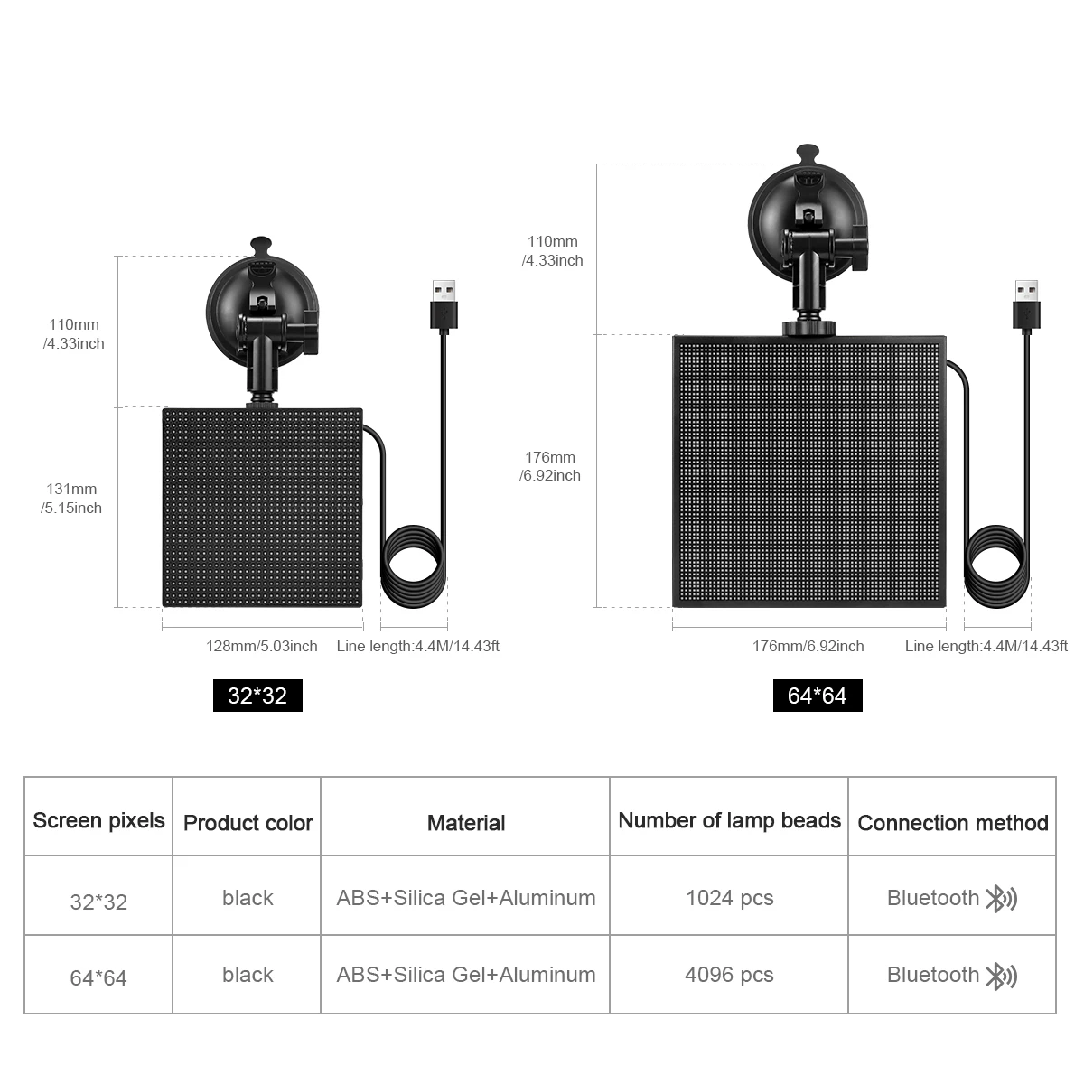 شاشات عرض LED ذكية RGB LED مصفوفة بكسل شعار مصباح للسيارات لتقوم بها بنفسك نص مثير للاهتمام الرسوم المتحركة الإعلان أضواء لوحة LED 5 فولت