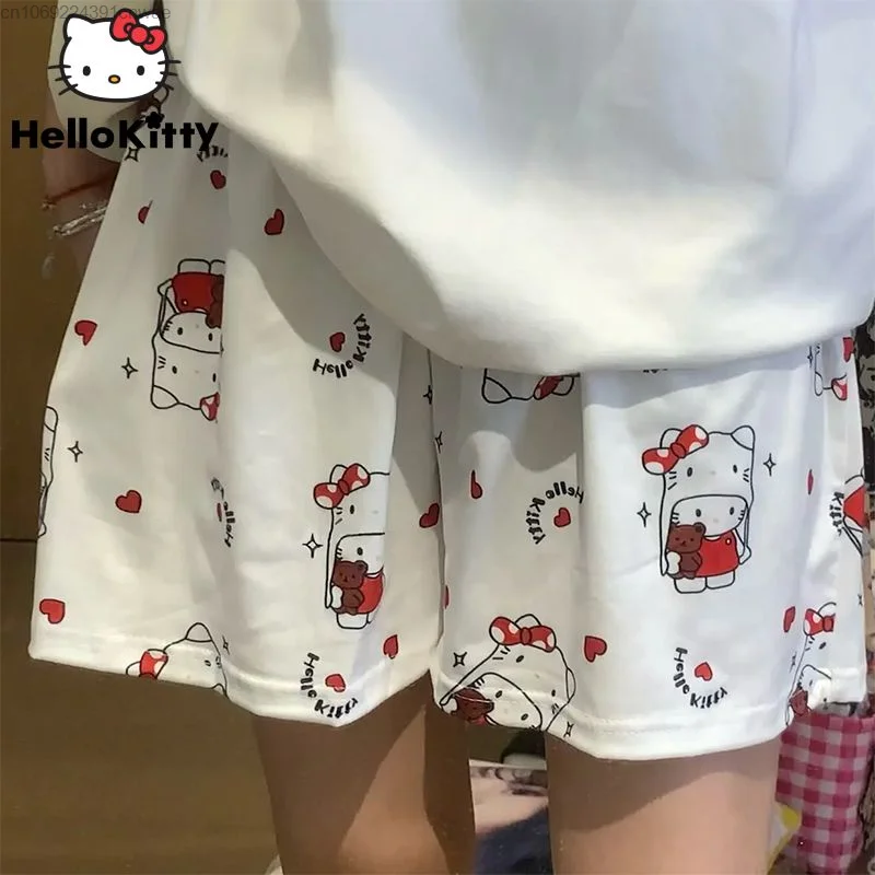 Sanrio Hello Kitty Cute Anime Loose Home Shorts Pajama Pants Kawaii Pjs New In Women's Sleepwear Y 2k Casual Home Clothes Female