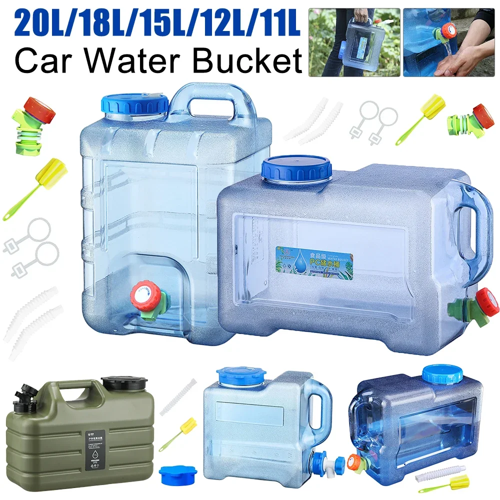 

11/15/18/20L Car Water Bucket Portable Drinking Water Bucket Driving Pure Water Tank Outdoor Water Storage Carrier with Faucet