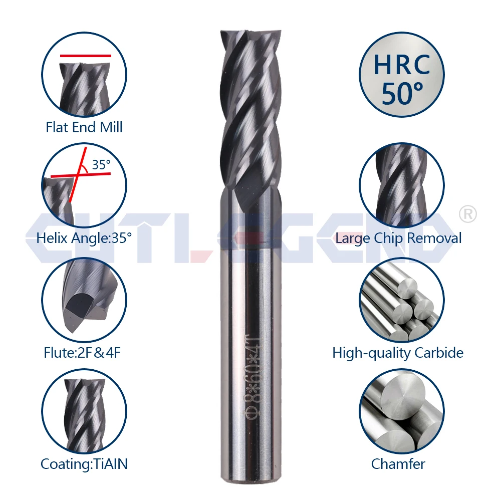 Carbide End Mill 1 2 3 4 6 8 10 12mm 2Flute 4Flute Milling Cutter Alloy Coating Tungsten Steel Cutting Tool CNC maching Endmills