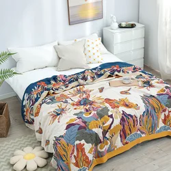 Birds Flower Cotton Towel Blanket, Double-sided Jacquard, Sofa Bedspread, Pillow Towel, 200*230, 150*200