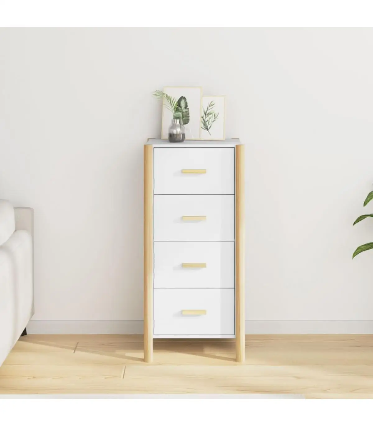 High sideboard white plywood 42x38x90 cm