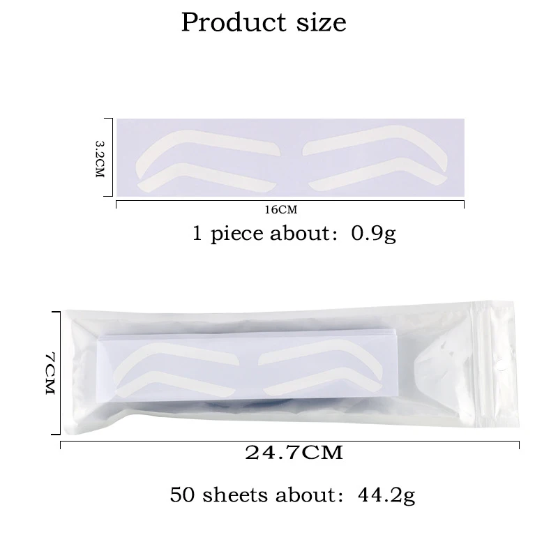 Einwegschablone mit Design, 50 Einheiten, Airbrush, Hilfsaufkleber zum Formen von Augenbrauen mit individueller Augenbrauentypoption