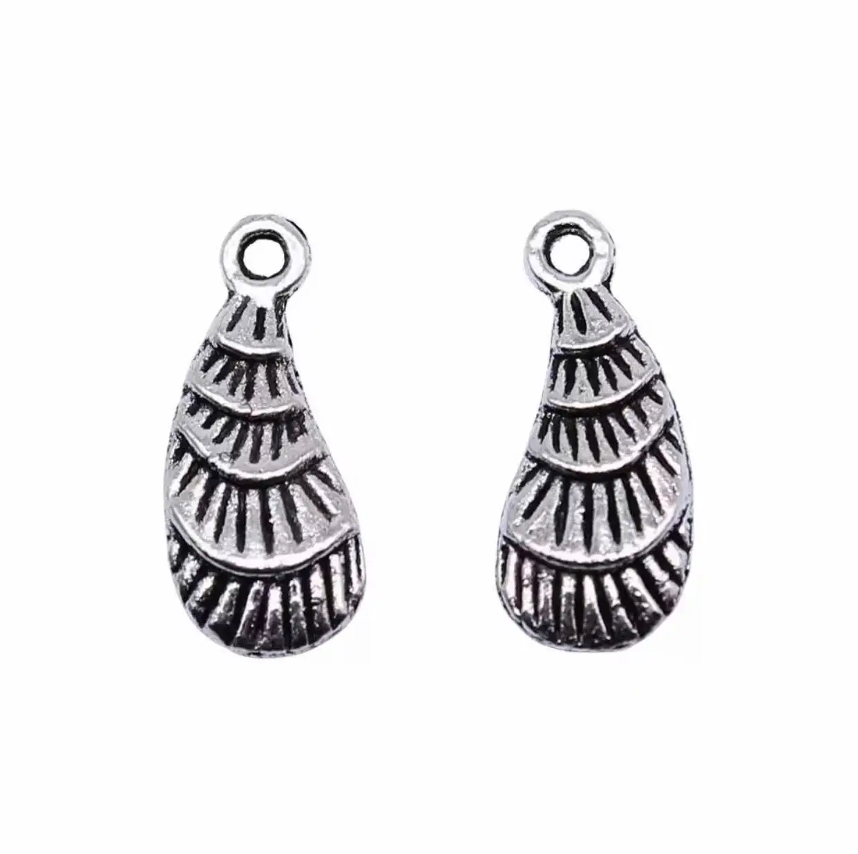 30 قطعة 15x7 مللي متر ، ثقب 1.2 مللي متر سبائك المعلقات الفضة التبتية 2 الجانب مصنوع ريشة تصميم قطرة على شكل سحر HWH0130