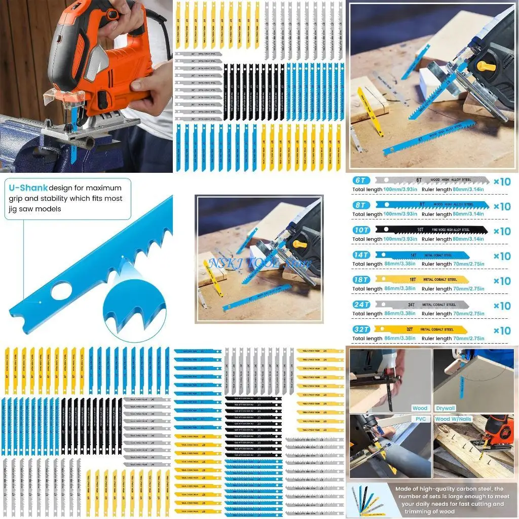 

L8RC 70Pcs UShank Bladess Set Carbon Steel Bladess Assortment for Metal