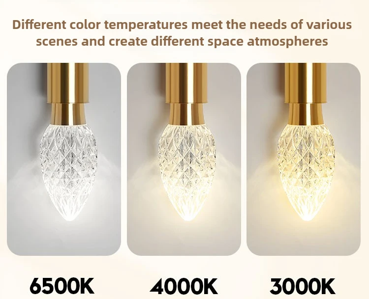 Modern Acrylic Diamond-Cut E27 E14 LED Bulb Chandelier Warm White Light cold 4000k Plug-in Hanging Lamp for Living Room Decor