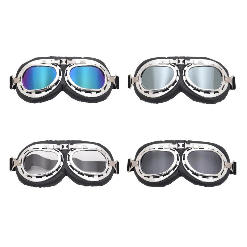 Windproof Retro Motorcycle Goggles Glasses Vintage Goggles for Pilot Steampunk ATV Bike Helmet